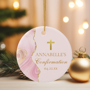 Eleganter Bestätigungsrosa Gold Benutzerdefinierte Keramik Ornament