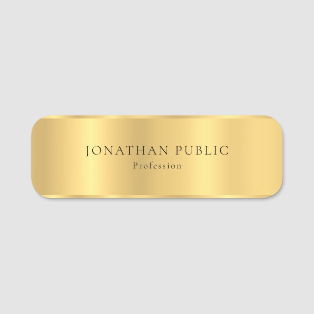 Eleganter bezaubernder Goldblick-moderner Namensschild (Vorderseite)