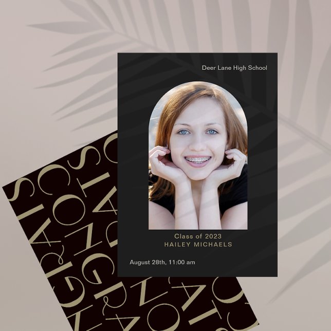 Eleganter Big Type Foto Abschluss Black Einladung (Von Creator hochgeladen)