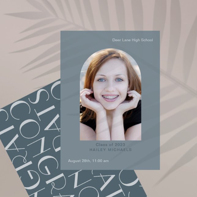 Eleganter Big Type Foto Abschluss Blau Einladung (Von Creator hochgeladen)