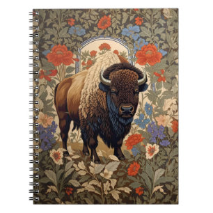 Eleganter Bison William Morris Inspiriert Notizblock