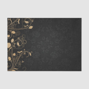 Eleganter Black and Gold Damask Seidenpapier