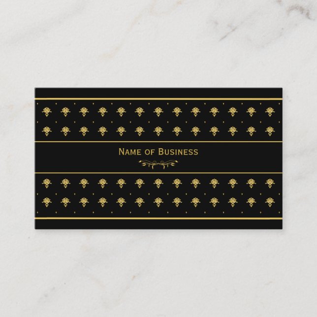 Eleganter Black and Gold Damask Visitenkarte (Vorderseite)