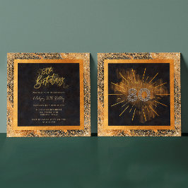 Eleganter Black and Gold Glitzer 80. Geburtstagspa Einladung