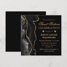 Eleganter Black and Gold Glitzer Agate 16 . Geburt