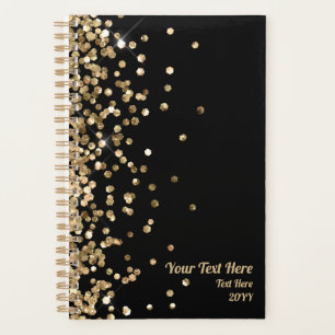 Eleganter Black and Gold Glitzer Kleine Anwendung Planer