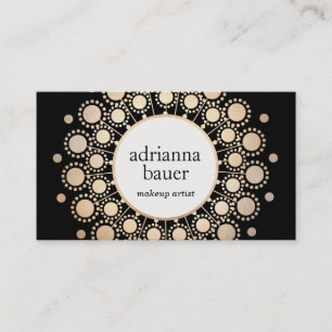 Eleganter Black and Gold Mandala Schönheitssalon Visitenkarte