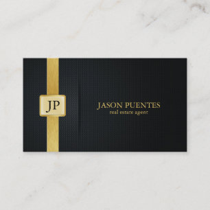 Eleganter Black and Gold Real Anwesen Agent Visitenkarte