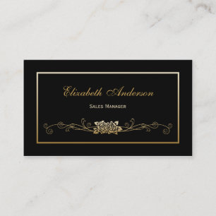 Eleganter Black and Gold Rose Retail Sales Manager Visitenkarte