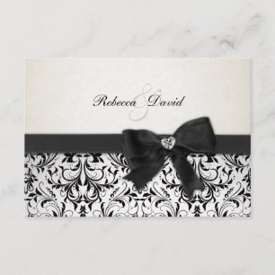 Eleganter Black and Ivory Damask mit Diamant-UAWG RSVP Karte