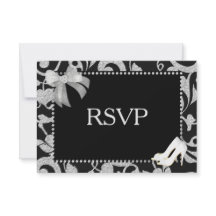 Eleganter Black and Silver Wedding RSVP