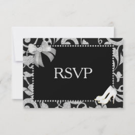 Eleganter Black and Silver Wedding RSVP
