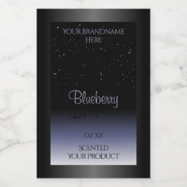 Eleganter Black Blue Gradient Product Labels Glitz Lebensmitteletikett