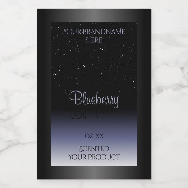 Eleganter Black Blue Gradient Product Labels Glitz Lebensmitteletikett (Einzelnes Label)