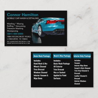 Eleganter Black Blue Mobile Auto Car Wash Detailin Visitenkarte