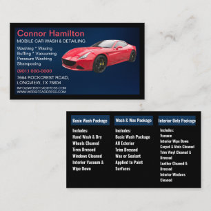 Eleganter Black Blue Mobile Auto Car Wash Detailin Visitenkarte