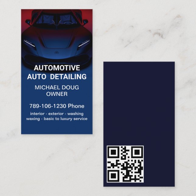 Eleganter Black Blue Mobile Auto Car Wash Detailin Visitenkarte (Vorne/Hinten)