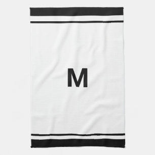 Eleganter Black Border Script Monogram Letter Geschirrtuch