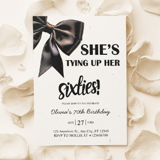 Eleganter Black Bow 70. Geburtstag Einladung