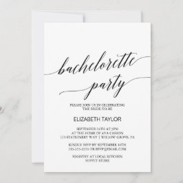 Eleganter Black Calligraphy Junggeselinnen-Abschie Einladung