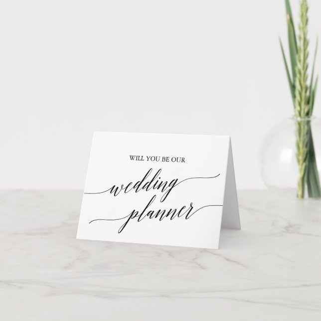 Eleganter Black Calligraphy Wedding Planner Vorsch Karte (Vorderseite)