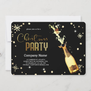 Eleganter Black Christmas Luxury Champagne Einladung