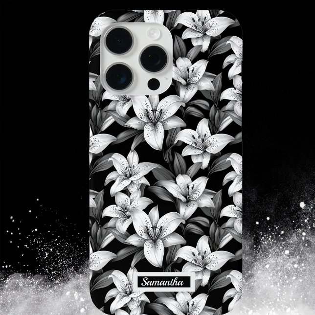 Eleganter Black Floral Muster Telefon Fall Case-Mate iPhone Hülle (Von Creator hochgeladen)
