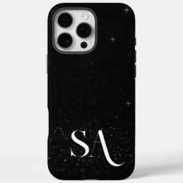 Eleganter Black Glitzer Phone Case mit Initials