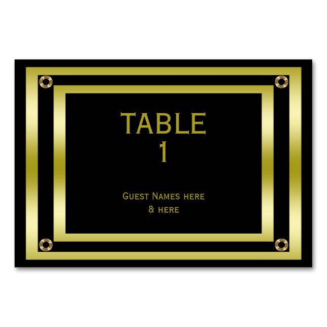 Eleganter Black & Gold Abschluss Tischnummer (Vorderseite)