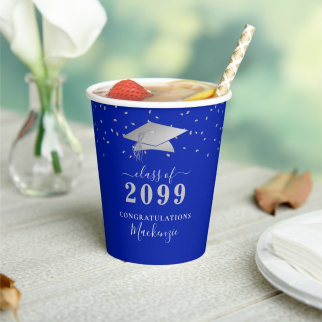 Eleganter Black Gold Confetti Script Abschluss Pappbecher (In Situ)