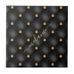 Eleganter Black Gold Diamond gefixt Luxus Ihr Name Fliese