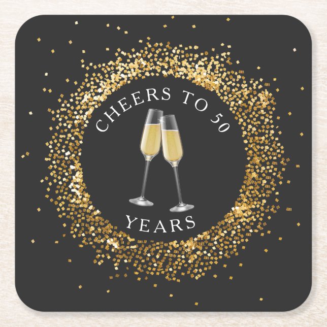 Eleganter Black & Gold Geburtstag Untersetzer (Vorderseite)