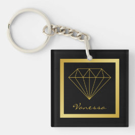 Eleganter Black Gold Geometric Diamond Schlüsselanhänger