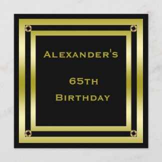 Eleganter Black & Gold Gerahmt Man's 65. Geburtsta Einladung
