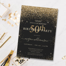 Eleganter Black Gold Glitzer 50. Geburtstagsparty
