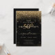 Eleganter Black Gold Glitzer 50. Geburtstagsparty Einladung (Vorderseite/Rückseite Beispiel)