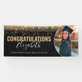 Eleganter Black Gold Glitzer Foto Abschluss Banner