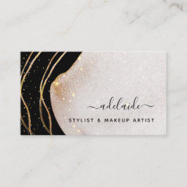 Eleganter Black Gold Glitzer Signature Script Agat Visitenkarte