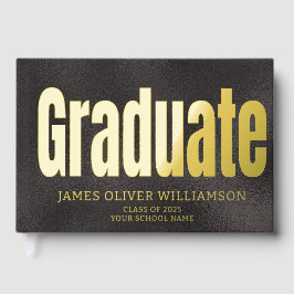 Eleganter Black Gold Graduation Party Gast Gästebuch