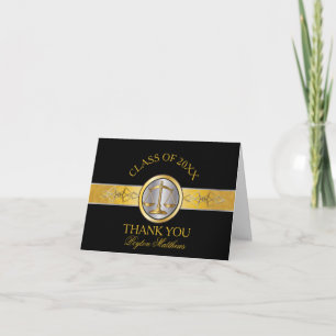 Eleganter Black Gold Law School Abschluss Vielen D Dankeskarte
