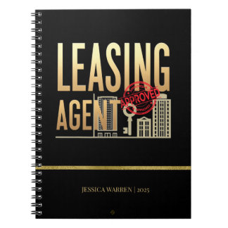 Eleganter Black Gold Leasing Agent - Personalisier Notizblock