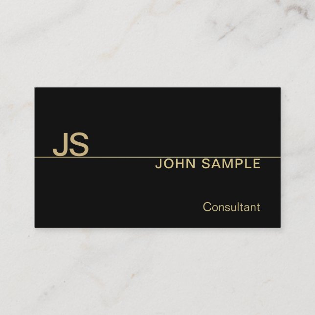 Eleganter Black Gold Monogram Beruflich Luxus Visitenkarte (Vorderseite)