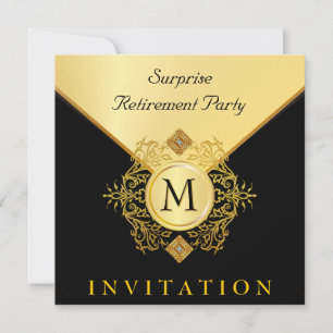 Eleganter Black Gold Monogram Besondere Anlass Einladung