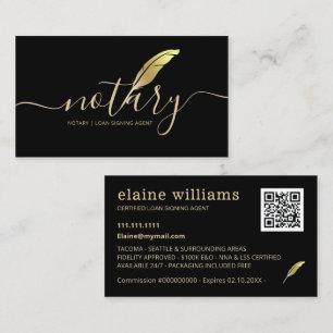 Eleganter Black Gold Notary Loan Signing Agent Visitenkarte