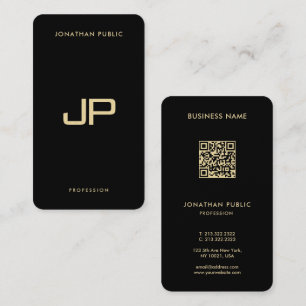 Eleganter Black & Gold QR Code Luxury Premium Pear Visitenkarte