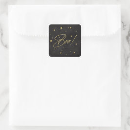 Eleganter Black+Gold Scattered Stars Boo! Hallowee Quadratischer Aufkleber