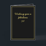 Eleganter Black & Gold Script Brother 50. Geburtst Karte<br><div class="desc">Elegantes Black & Gold Script Brother 50. Geburtstag, ein schönes Design für jeden, der nach schönen Geburtstagskarten für den Bruder, Geburtstagskarten für den älteren Bruder oder Geburtstagskarten für den jüngeren Bruder sucht, dieser wäre cool. Das Design weist einen schönen schwarzen Hintergrund mit einem personalisierbaren Text auf, man könnte das Zeitalter,...</div>