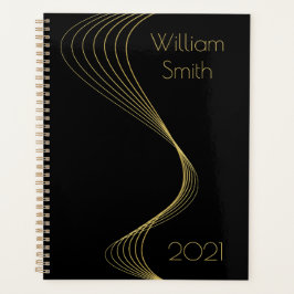 Eleganter Black Gold Wavy Lines Planer