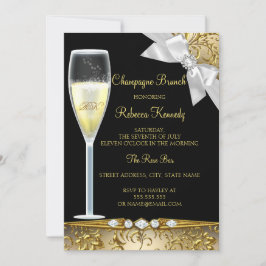 Eleganter Black Gold Weißer Champagner Brunch Einl Einladung