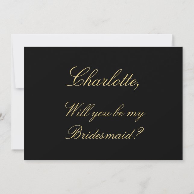 Eleganter Black Golden Beige Bridesmaid Vorschlag Einladung (Vorderseite)